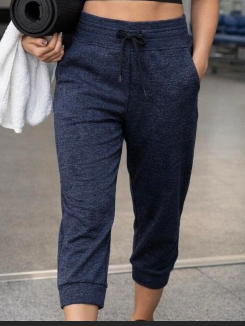 Lululemon Athletica Navy Heathered Rulu High Rise 7/8th Joggers